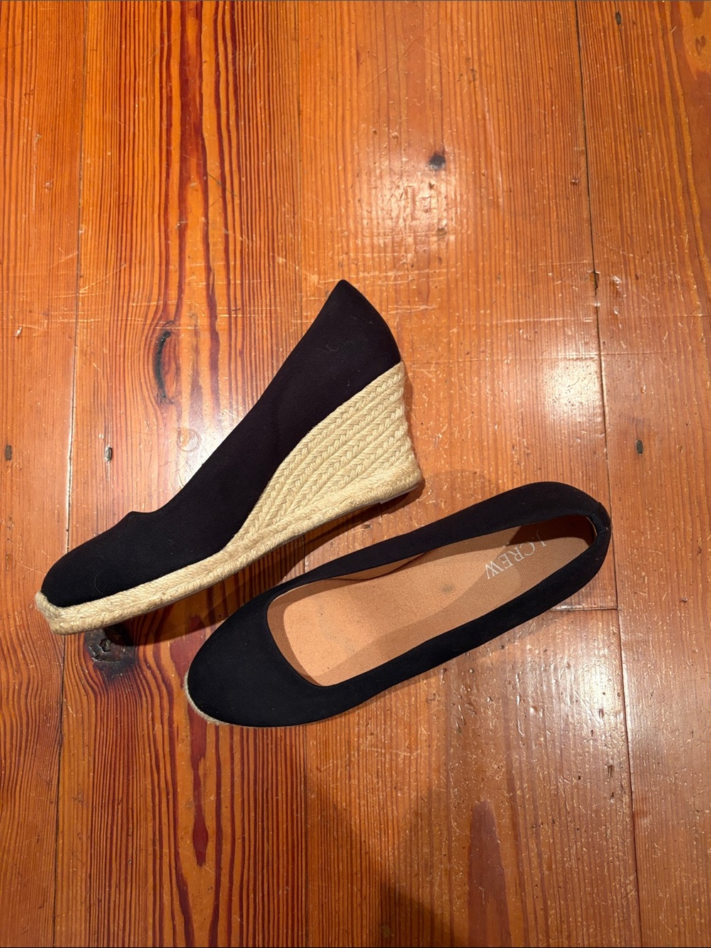 J. Crew Black Espadrille Wedge Flats Size 10 Worn Once